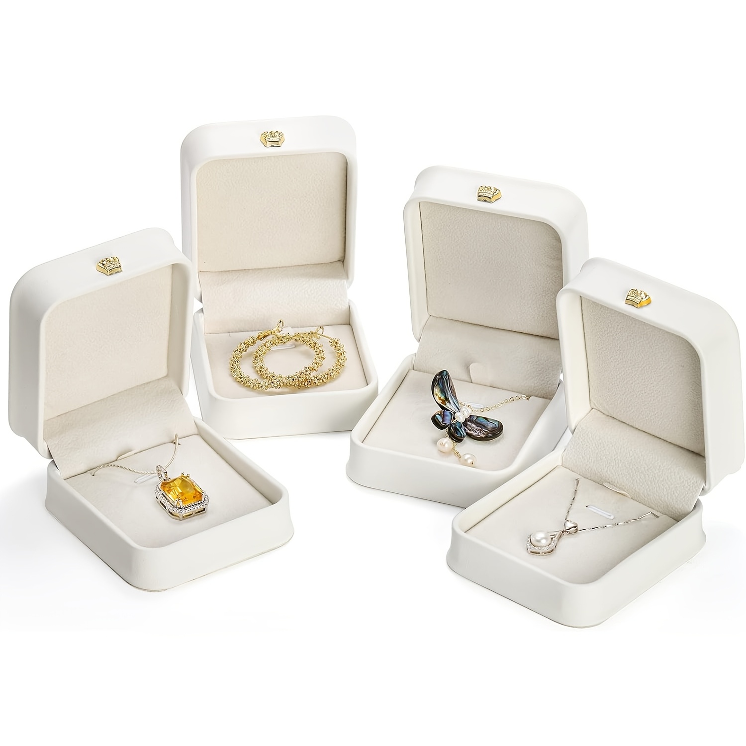 3pcs Velvet Pendant Necklace Boxes Set, Gift for Her